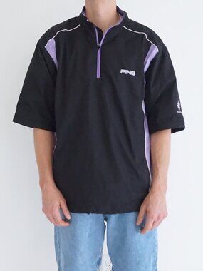 PING Black Purple Quarter Zip Golf Windbreaker Short Sleeve Pullover Jacket L